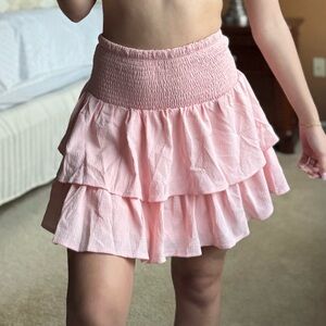 SHEIN Pink Layered Skater Skirt